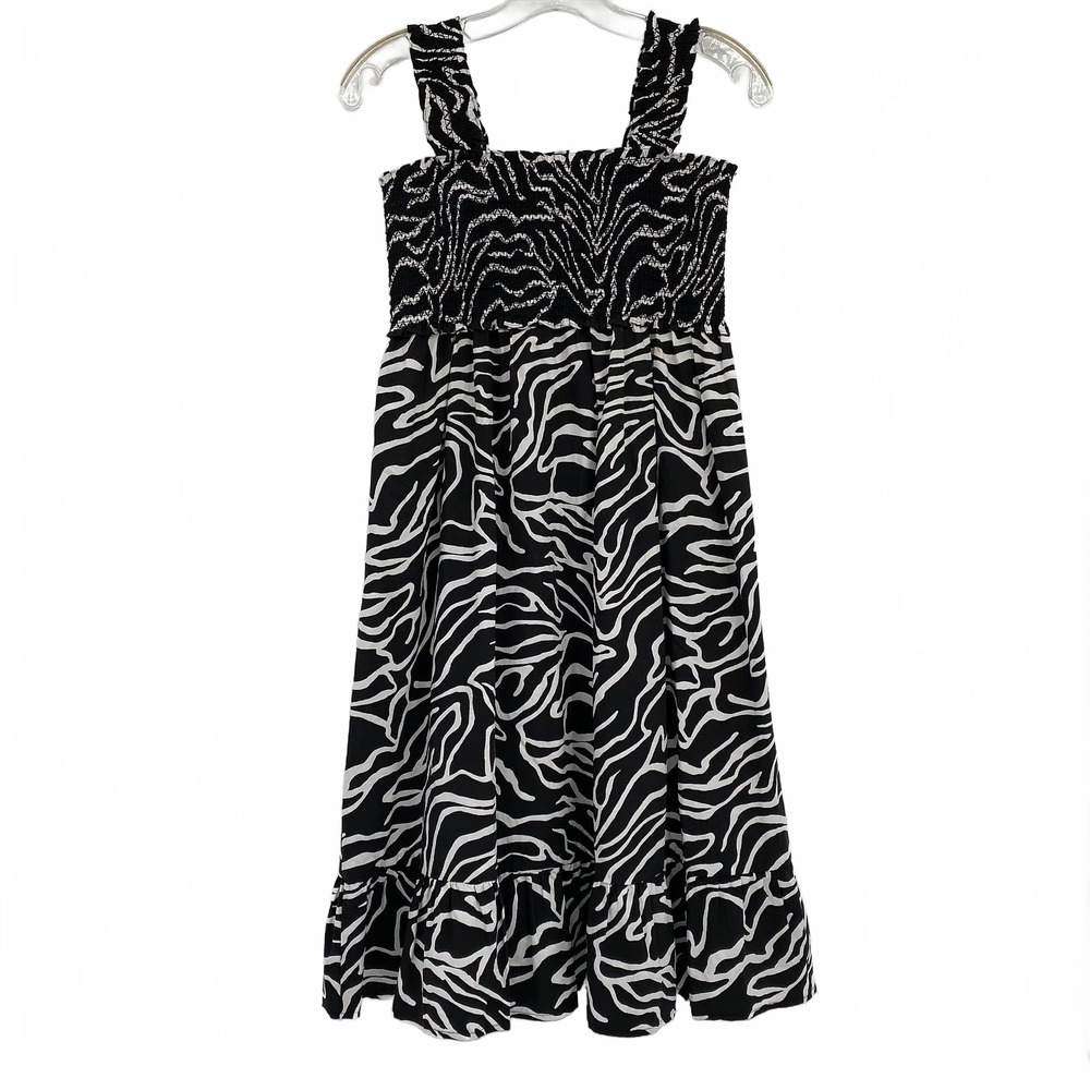 Rails Black White Rumi Smocked Midi Dress | Women’s M Cotton Dress